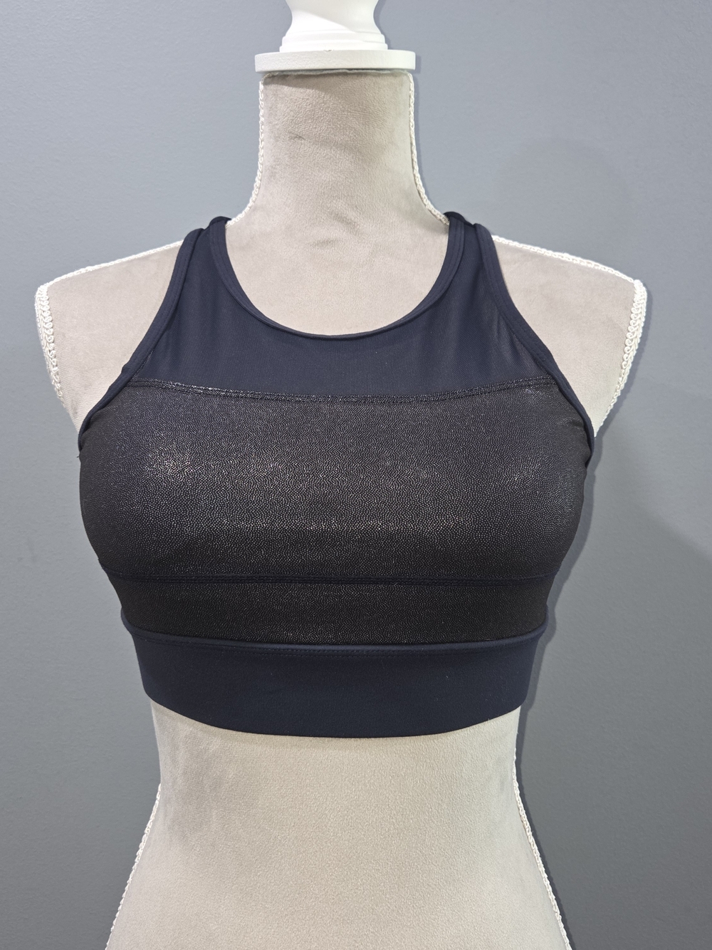 ZYIA Active All-Star Sports Bra High-Neck With Shimmer in Navy - Small